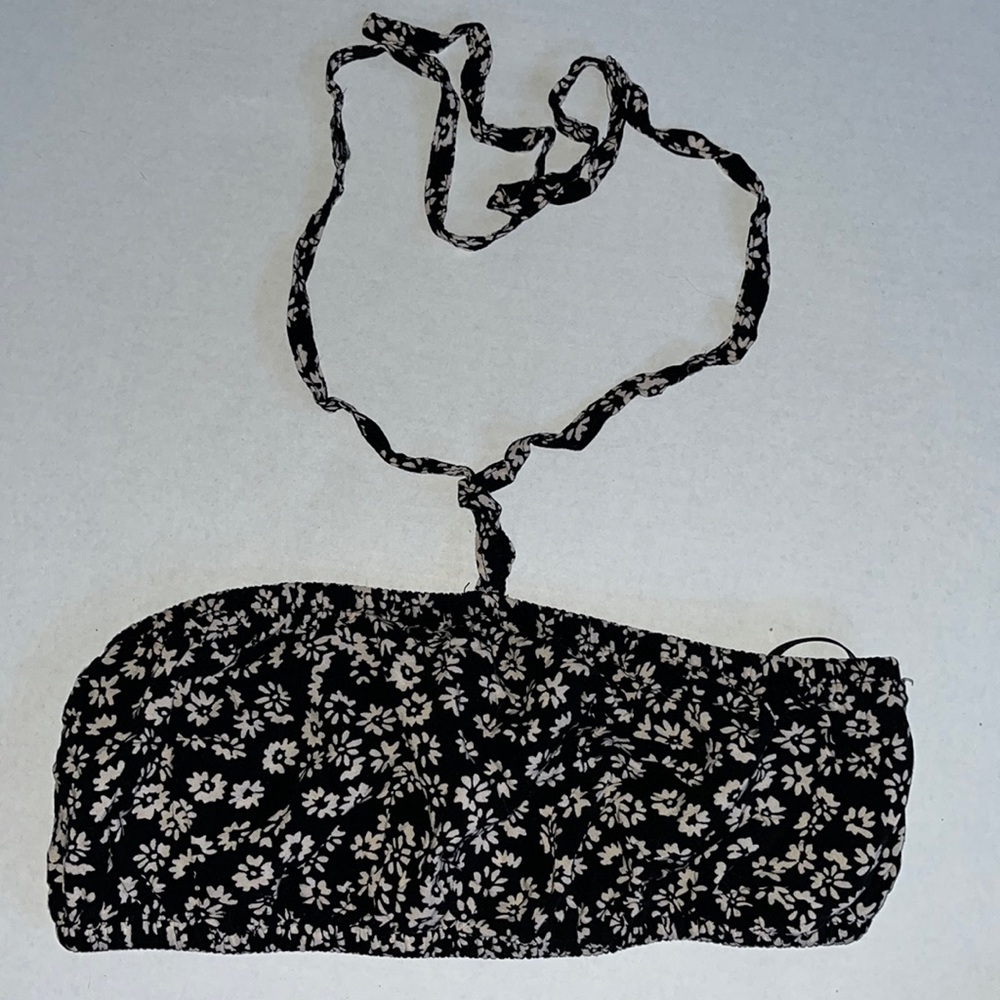 F21 floral bandeau top/ bikini top coverup